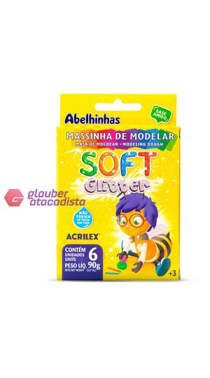 MASSA MODELAR SOFT GLITTER CONJ/06 PT/06